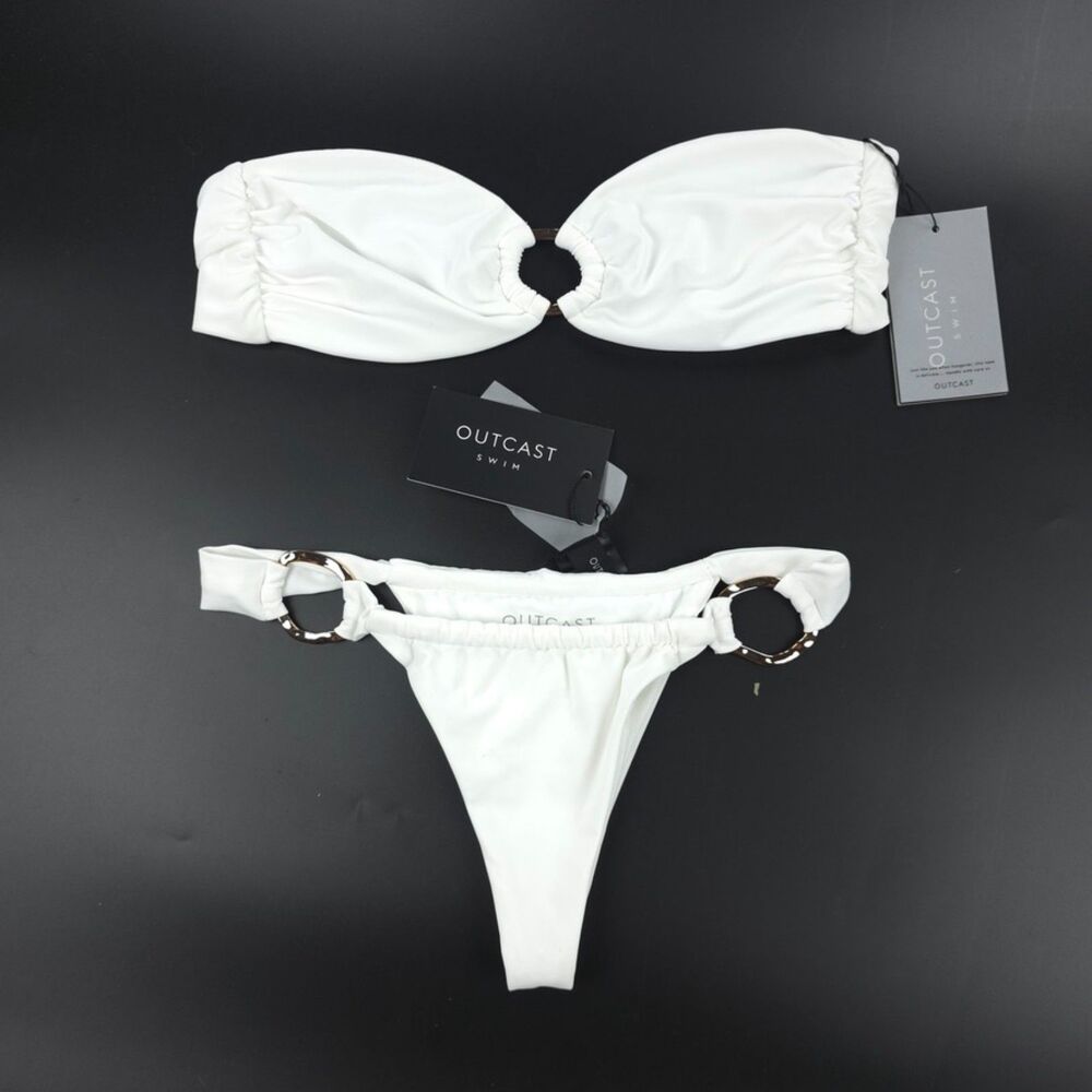 NWT Outcast Denver Bikini White Matching Set Minimal Coconut Girl 90s Y2k Resort